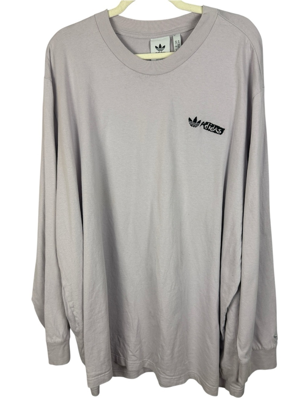 Adidas Originals Mens 2XL Lilac Purple Long Sleeve Three Stripe Life Graphic Tee